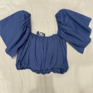 Elegant Blue Off-Shoulder Top